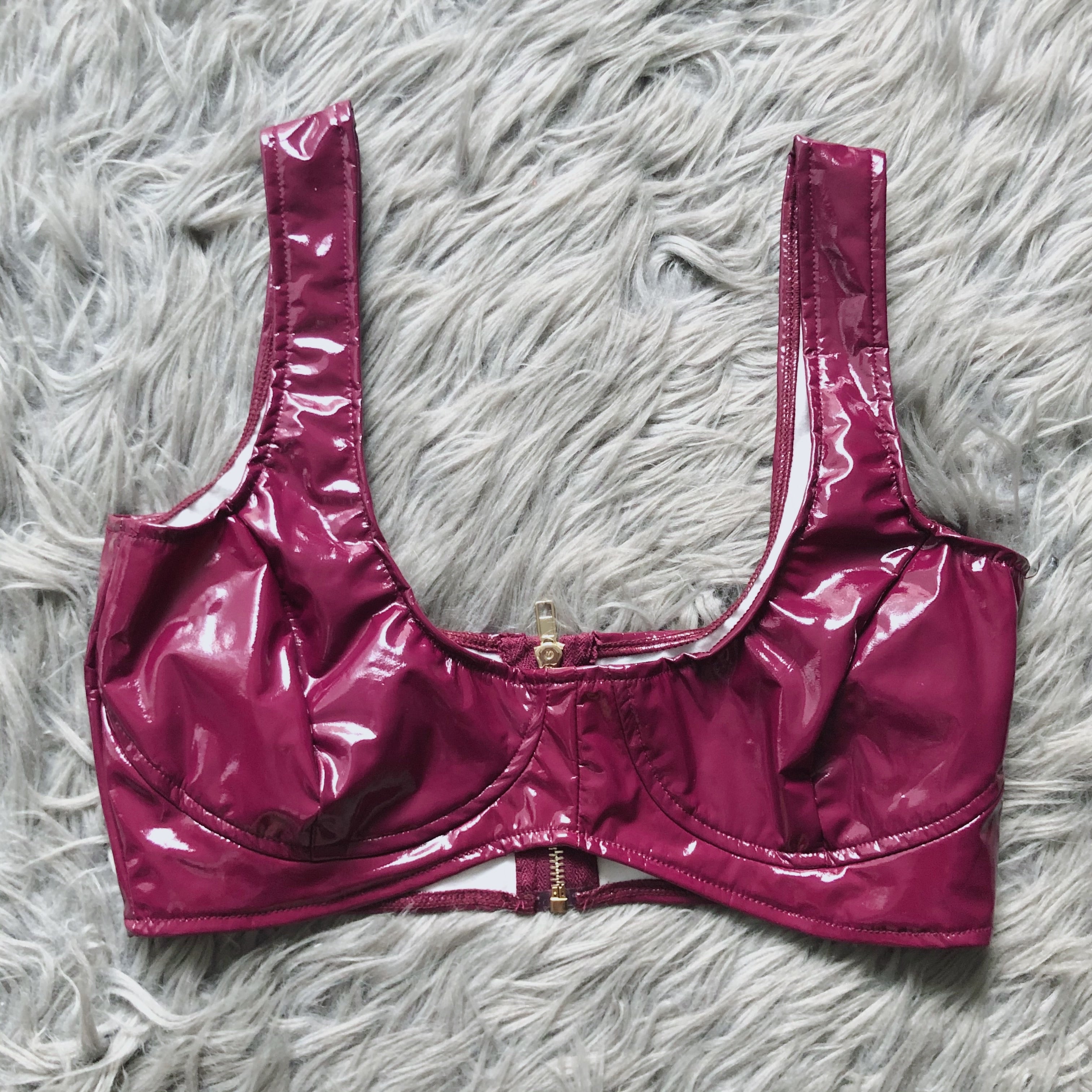 Maroon Vinyl Selena Vibe Crop Top