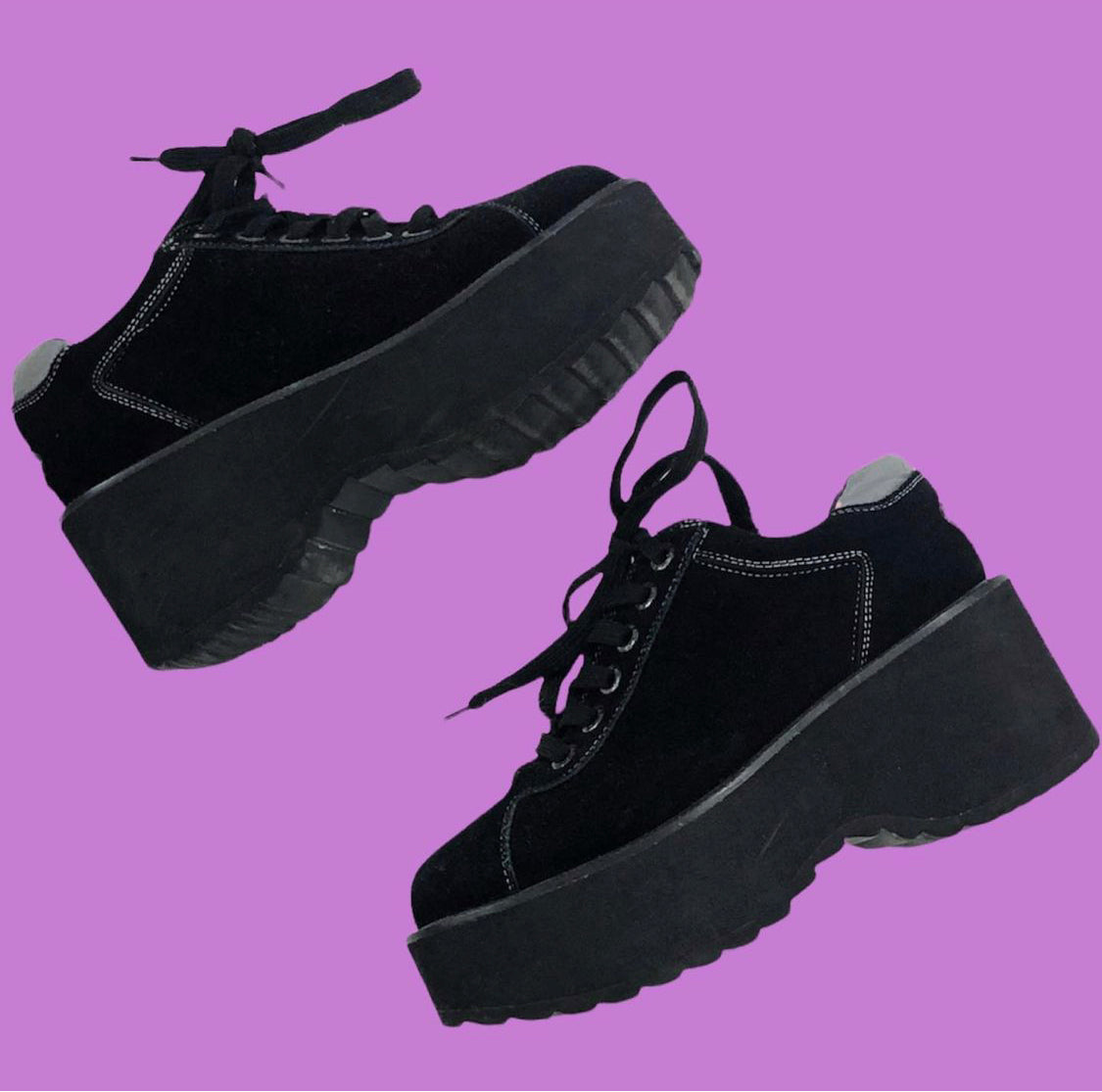 Black Unif Suede Platform Sneakers