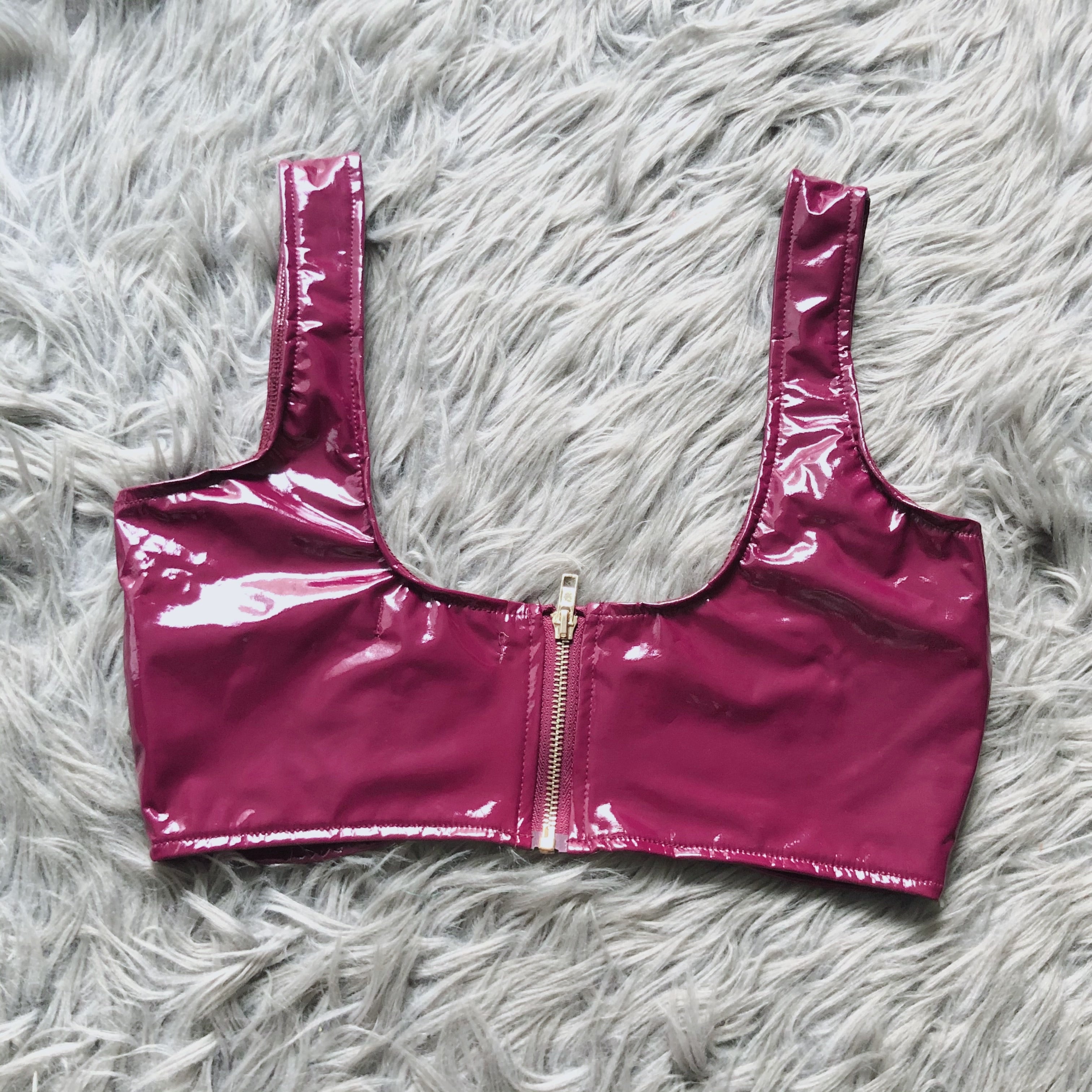 Maroon Vinyl Selena Vibe Crop Top