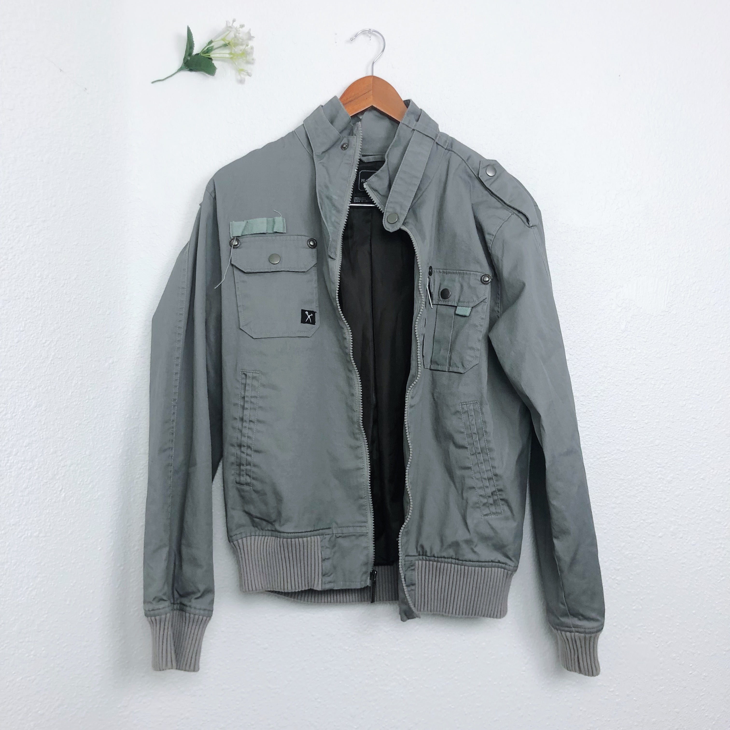 GRAY ZIP UP CUT & SEW UNISEX JACKET