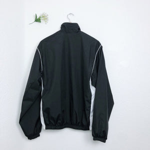 BLACK AND WHITE FULL ZIP UP WINDBREAKER JACKET