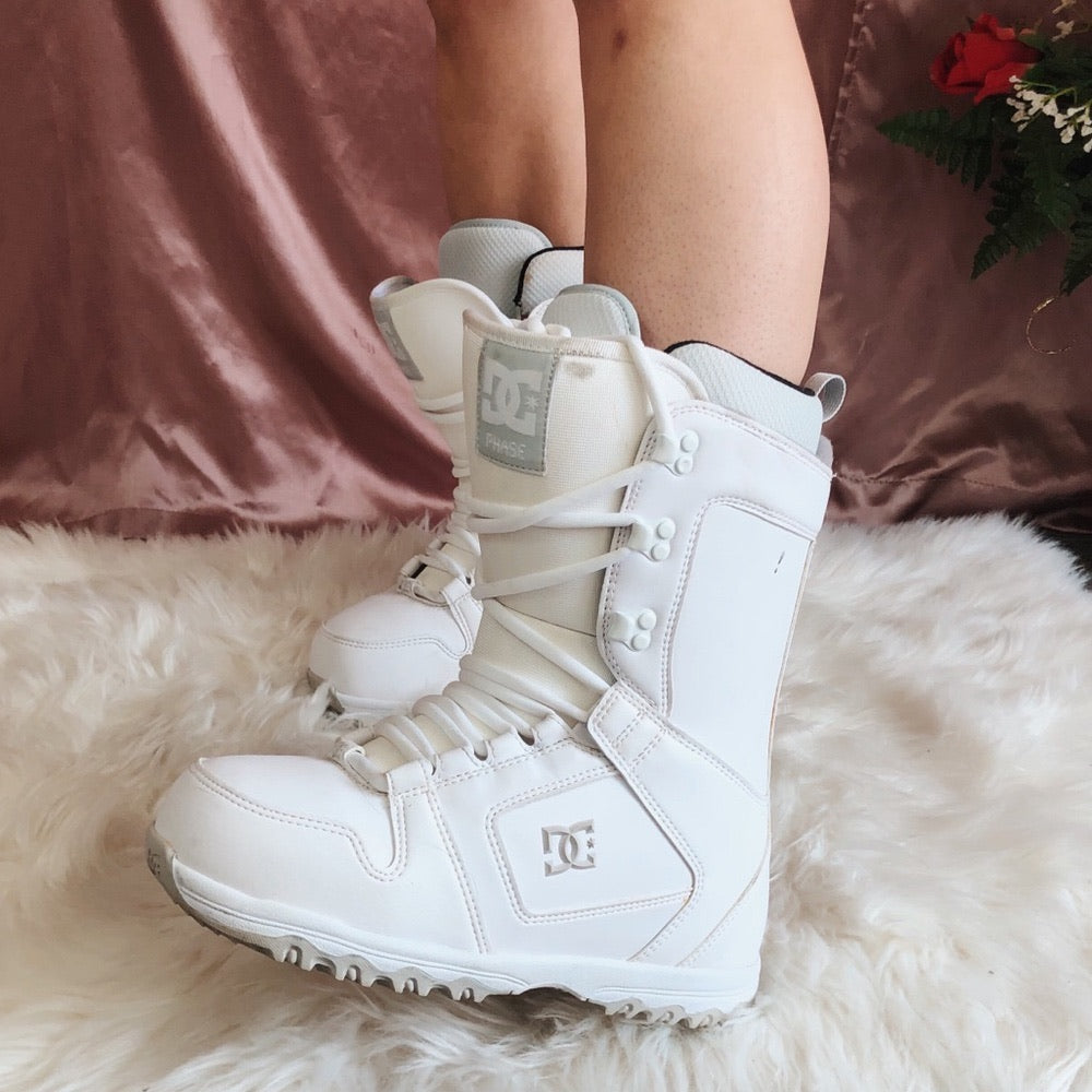 White and Gray DC Ski Boots