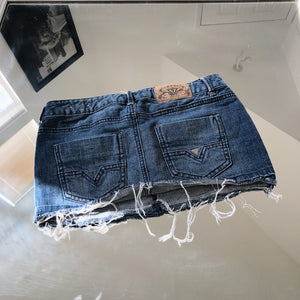 Vintage Y2K Guess Mini Distressed Blue Denim Jean Skirt