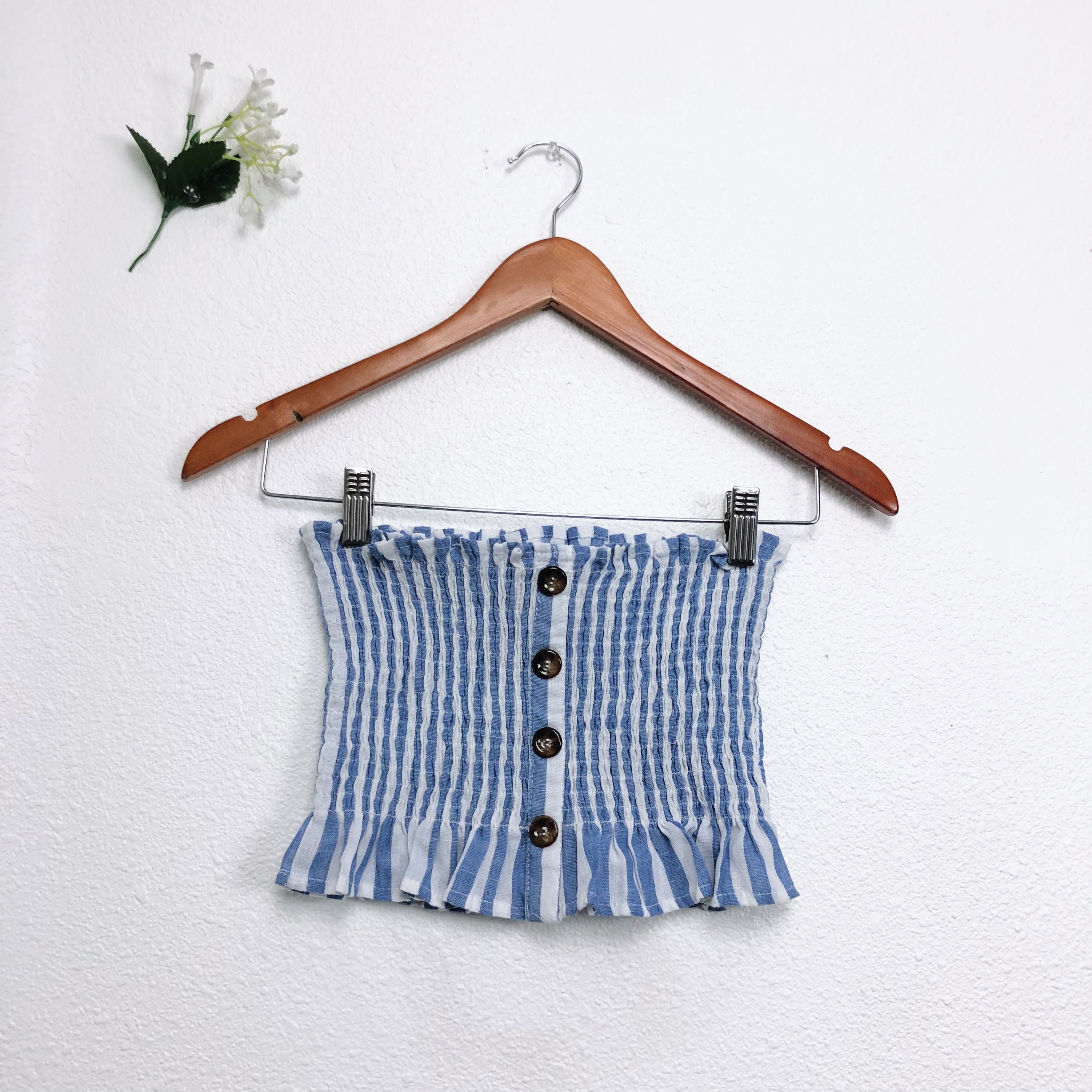 Cassie Blue and White Striped Strapless Tube Top