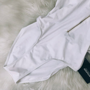 Cloud 9 Pretty Little Thing White Zip Up Bodysuit