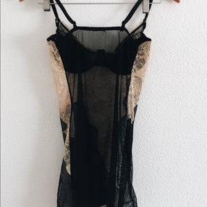 Nude and Black Slightly Distressed Lingerie Slip