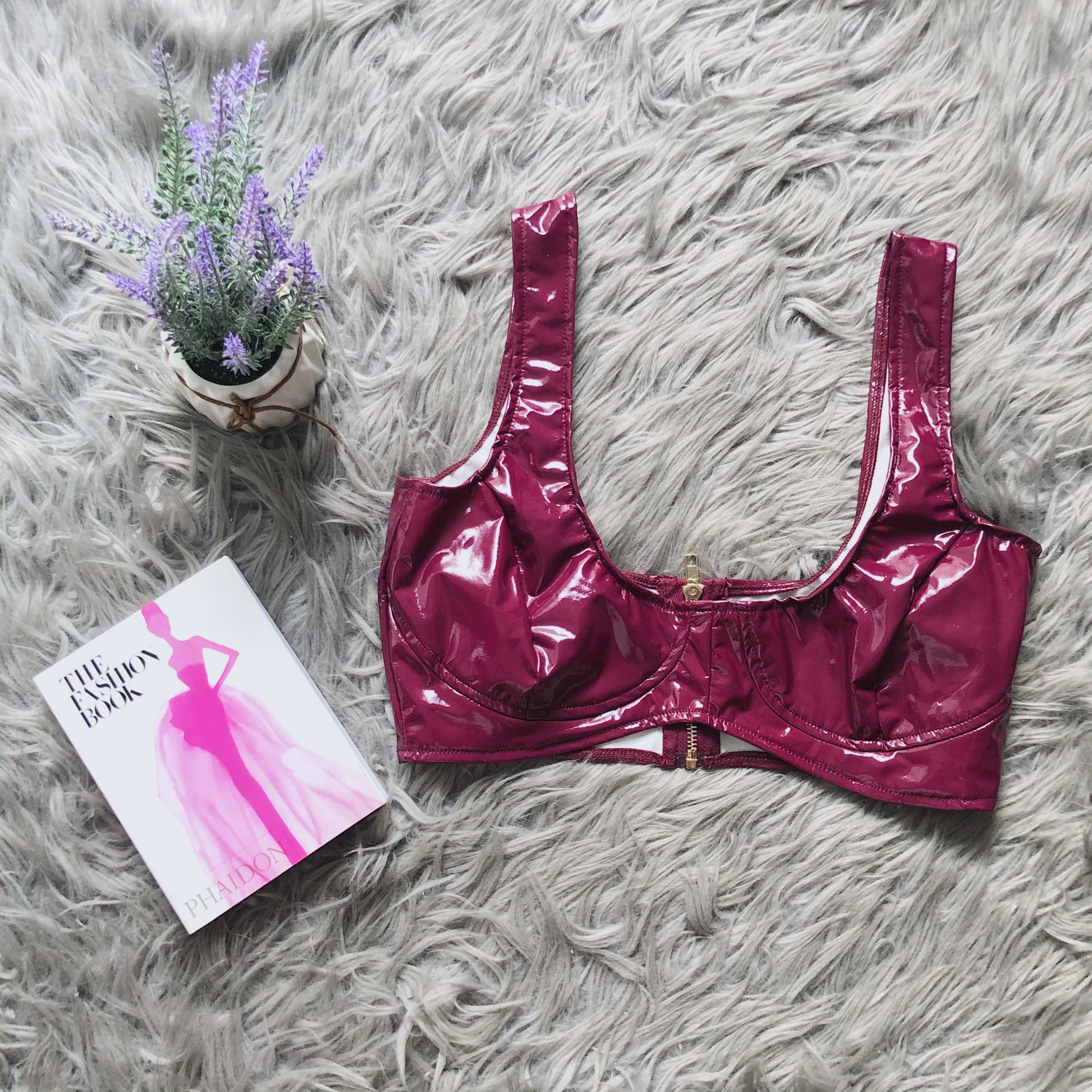 Maroon Vinyl Selena Vibe Crop Top