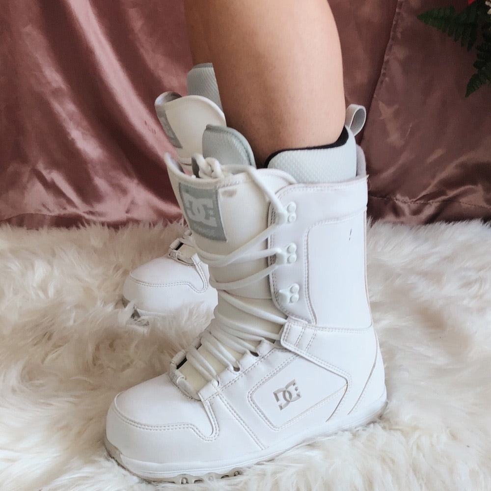 White and Gray DC Ski Boots