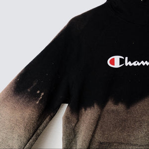 Custom Champion Acid Dripped Black & Brown Hoodie