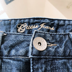 Vintage Y2K Guess Mini Distressed Blue Denim Jean Skirt