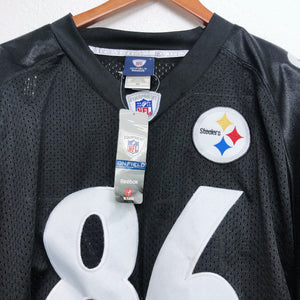 NFL Onfield Reebok Ward 86 Steelers Black and Yellow Football  Jersey