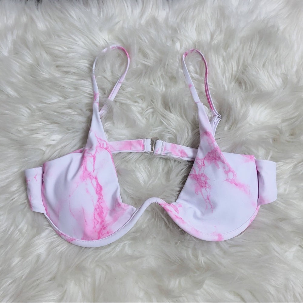 Pink Tye Dye Cupped Swimsuit Bralette Top