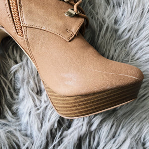 Too Bae 4 U Tan Lace Up Booties