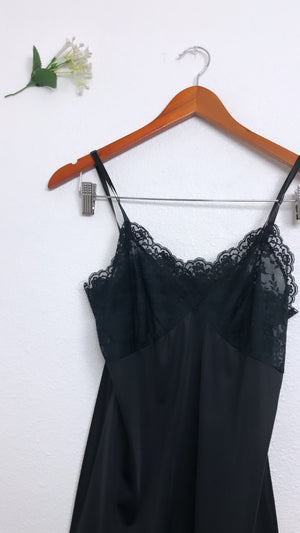 Beautiful Black Lace Trim Lingerie Slip Dress