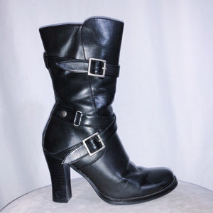 All Black Miss Bisou Calf Buckle Boots