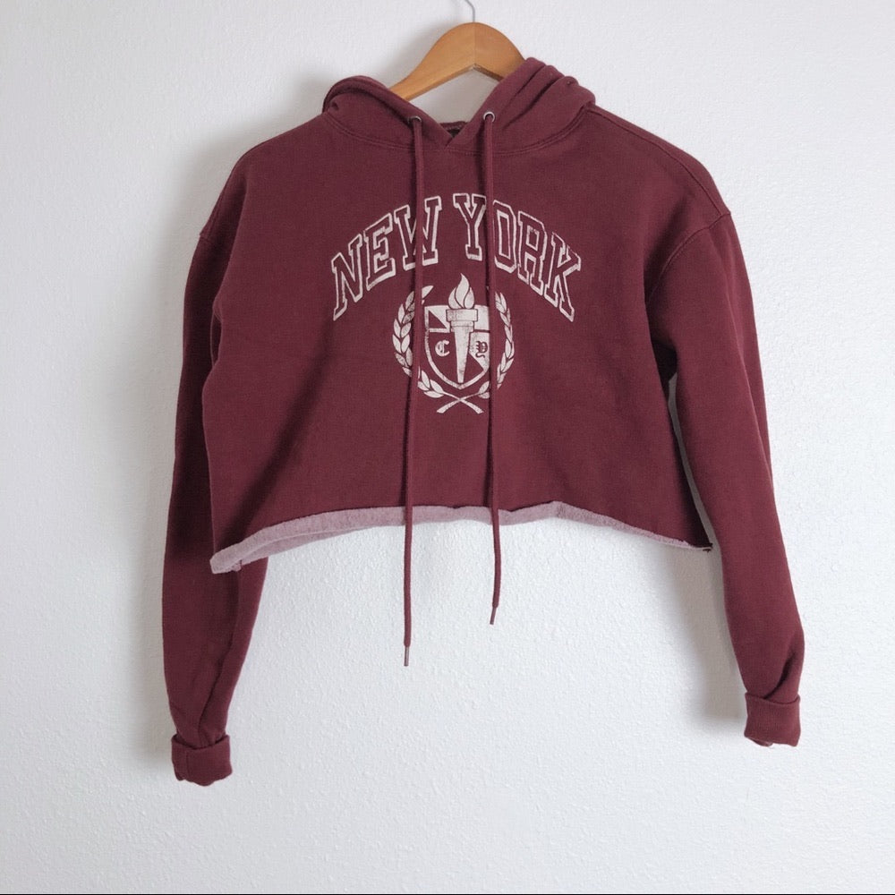 Super Soft Maroon Cropped Long Sleeve Hoodie