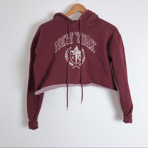 Super Soft Maroon Cropped Long Sleeve Hoodie