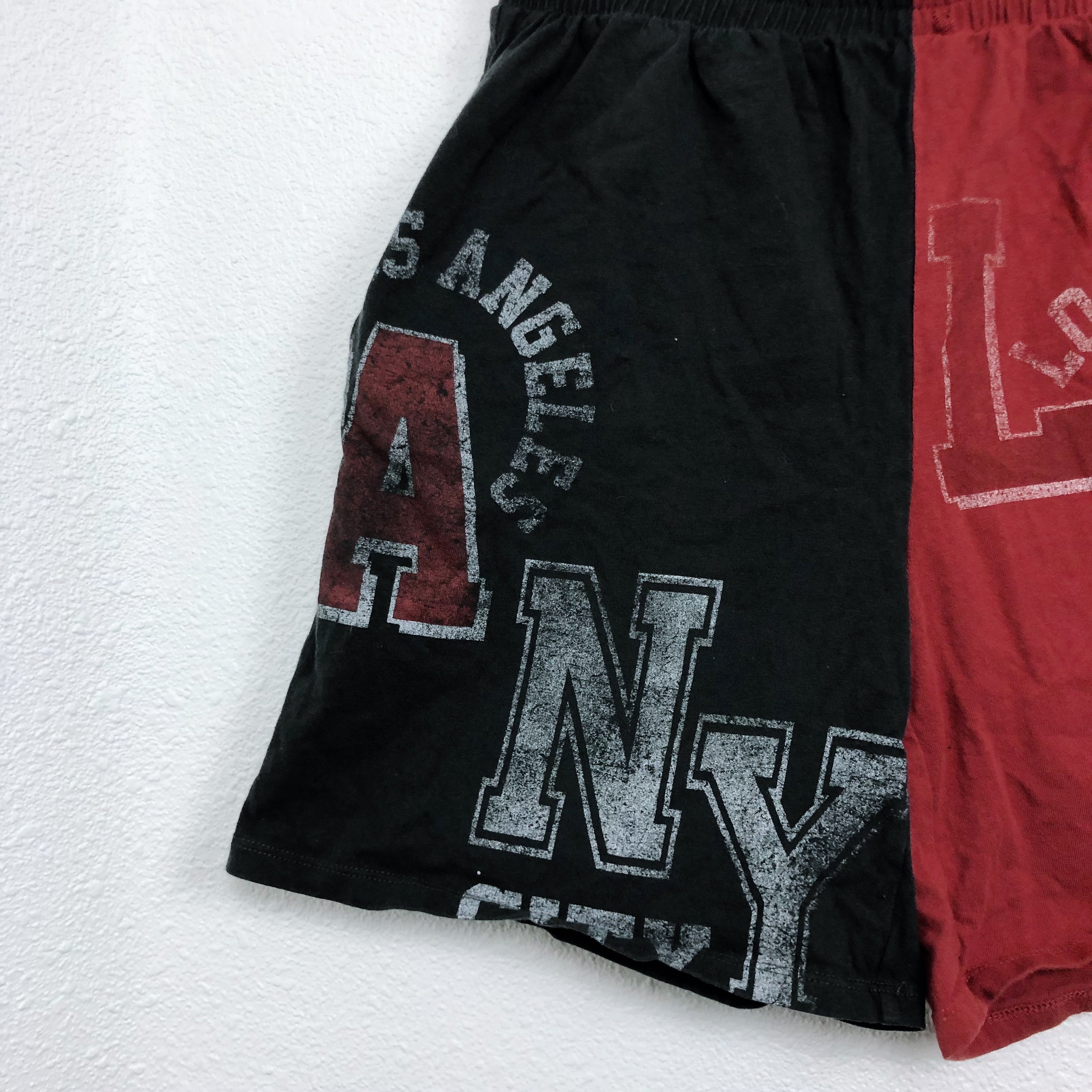 Two Tone Unisex Red and Black Los Angeles Shorts