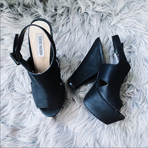 Black Steve Madden Chunky Strap Heels