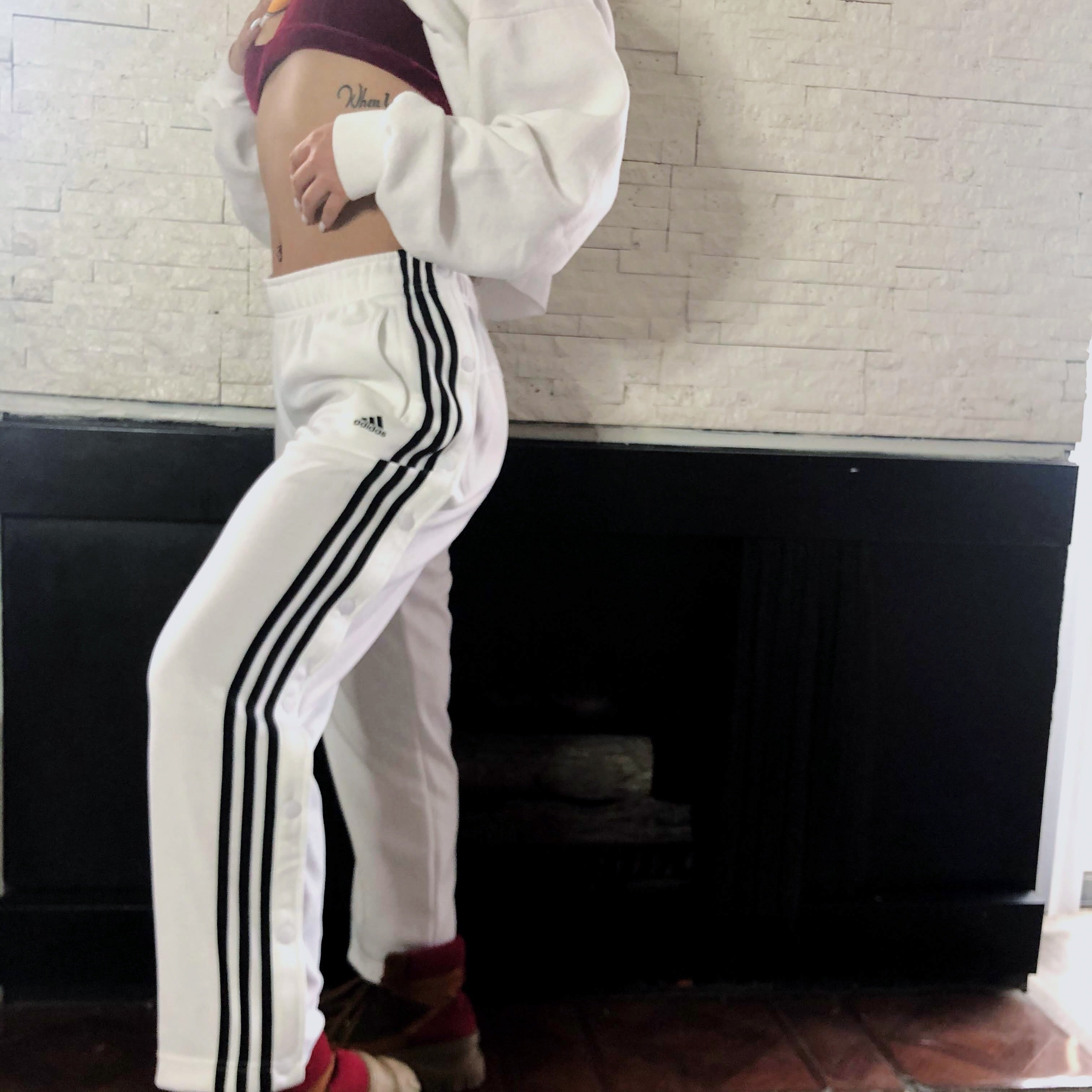 Adidas White Button Down Tricot Sweatpants