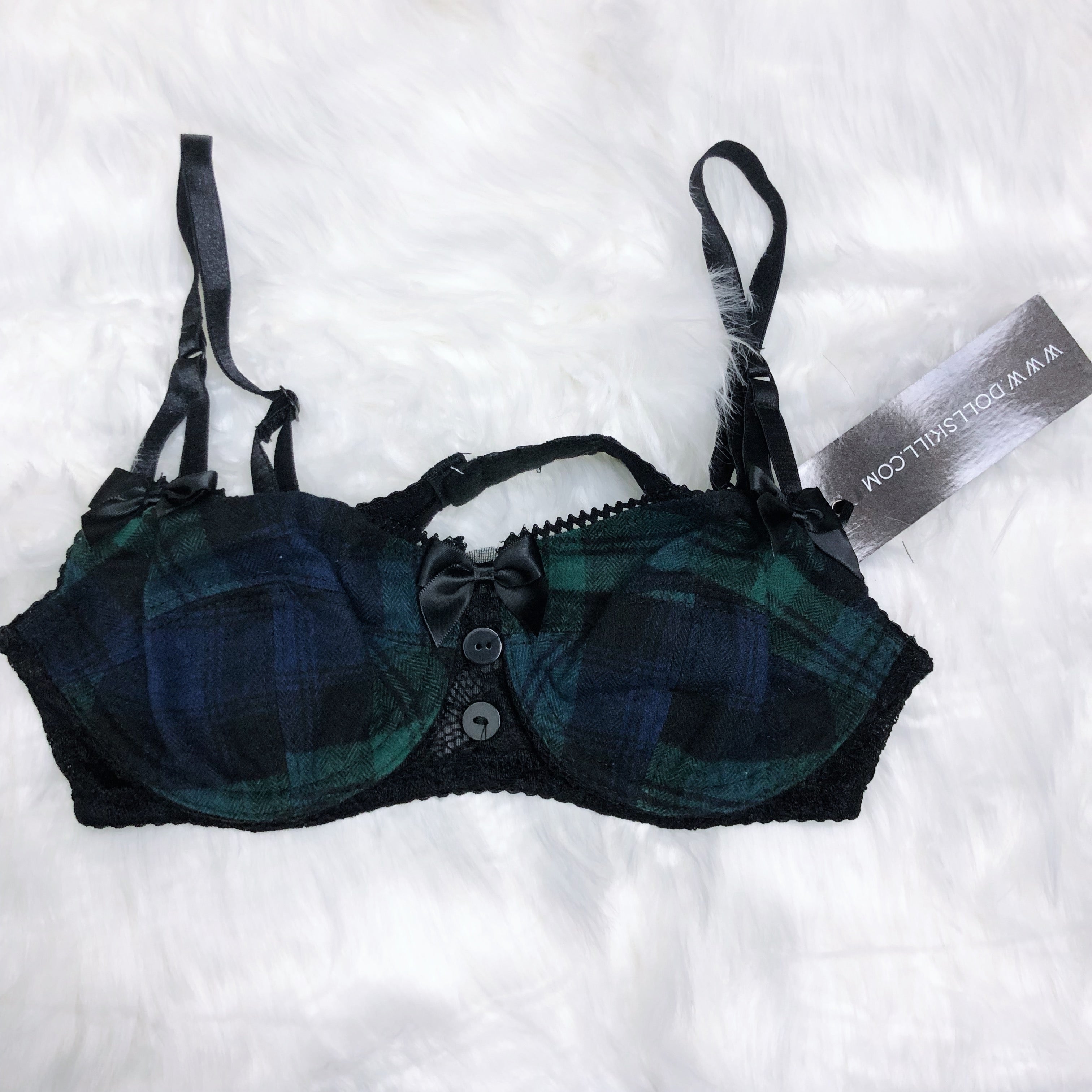 Dolls Kill Jeepers Peepers Plaid Underwire Bra