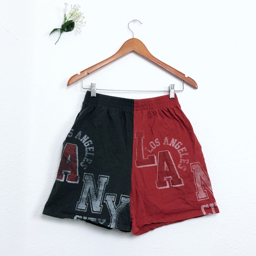 Two Tone Unisex Red and Black Los Angeles Shorts