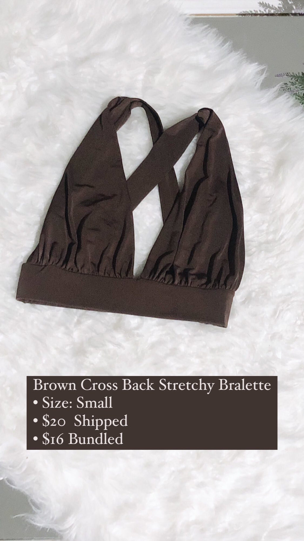 Brown Cross Back Stretchy Bralette