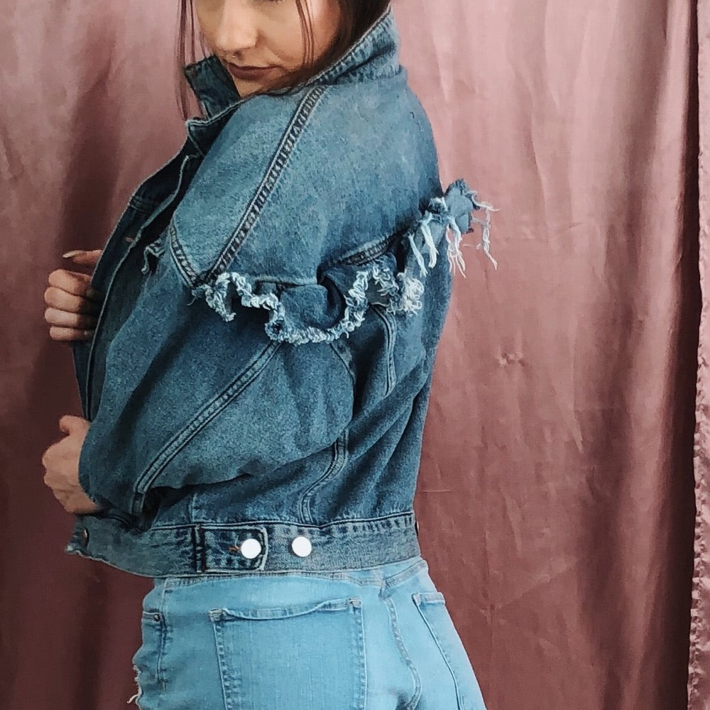 BDG Denim Distressed Button Up Jacket