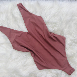 Burgundy V Neck Bodysuit